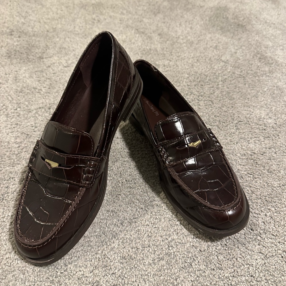 Madewell Dark Brown Croc-Embossed Loafers